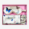 Glampton Satin Sleep Set Butterfly open box with pillowcase eye mask and scrunchies.